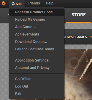 select redeem product code steps for origin activation